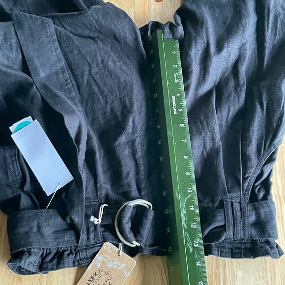 Mason & Belle Pants Bea Black Tapered Leg Linen Beach Belted Sz S Stitch Fix NEW - Picture 9 of 12